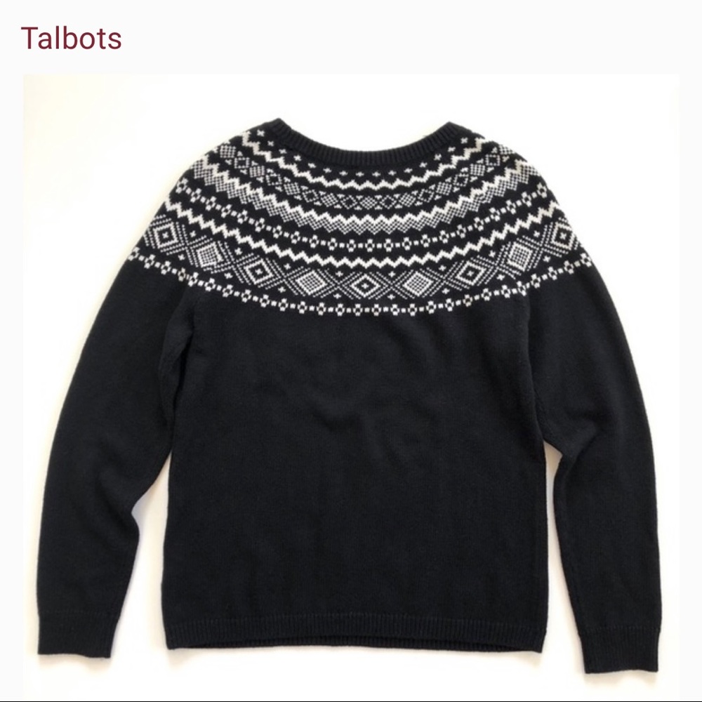 Talbots Fair Isle cotton sweater Petite Lg